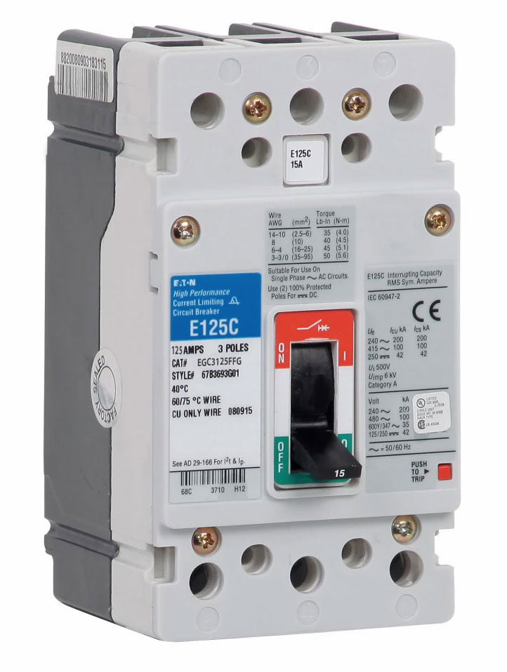 Cutler Hammer EGC3125FFG - 3-Pole Circuit Breaker 125A 600V