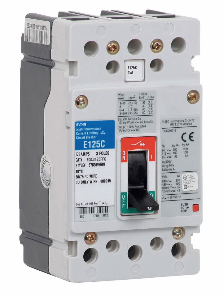 Cutler Hammer EGC3125FFG - 3-Pole Circuit Breaker 125A 600V