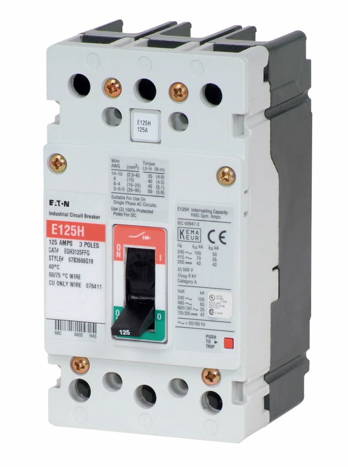Cutler Hammer EGH3125FFG - 125A Molded Case Circuit Breaker