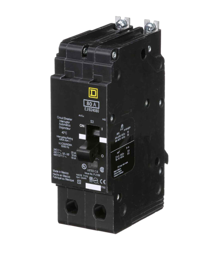 Square D EJB24080 - Molded Case Circuit Breaker 80A 480V 2-Pole