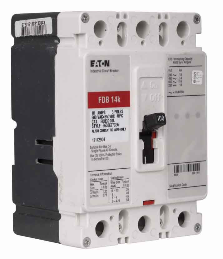 Eaton Cutler Hammer FDB3010 - Molded Case Circuit Breaker 10A 600V 3P