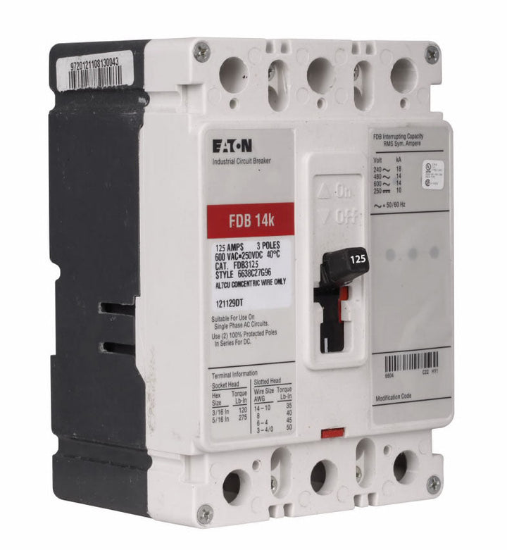Cutler Hammer FDB3125 - Molded Case Circuit Breaker 125A 600V 3P