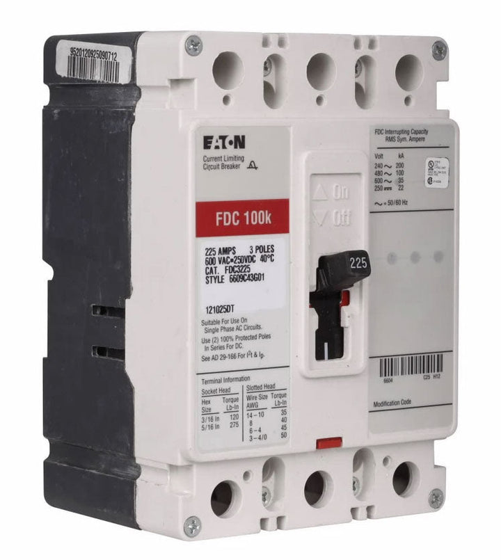 Eaton Cutler-Hammer FDC3225 - 225A 3-Pole Molded Case Circuit Breaker