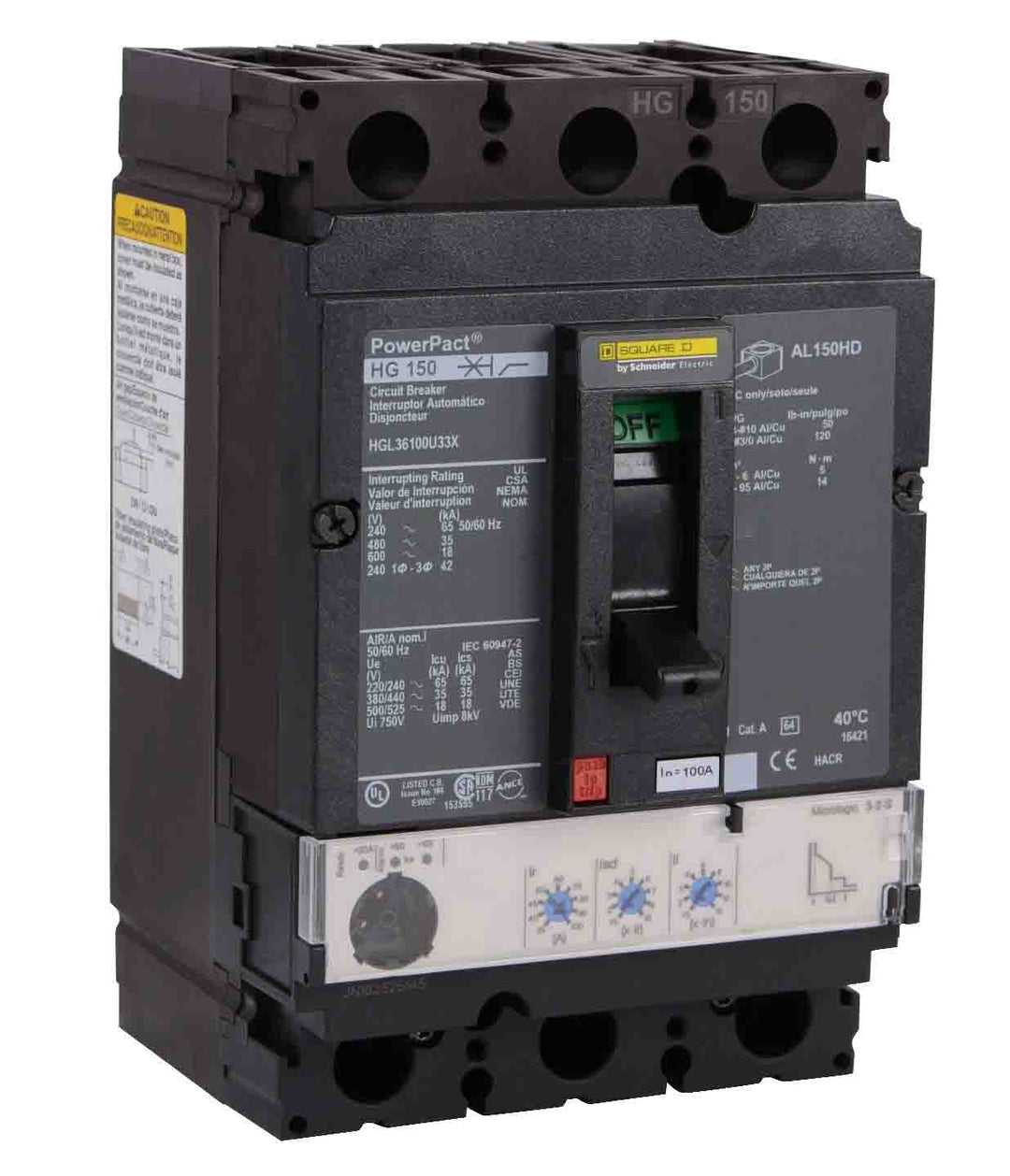 Square D HGL36100U33X - 100A 3P Molded Case Circuit Breaker
