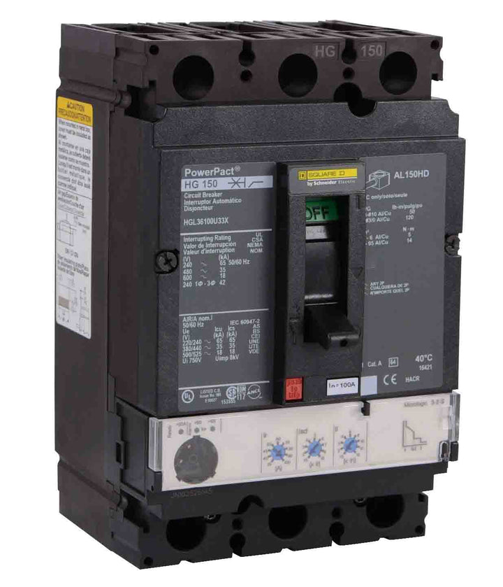 Square D HGL36100U33X - 100A 3P Molded Case Circuit Breaker