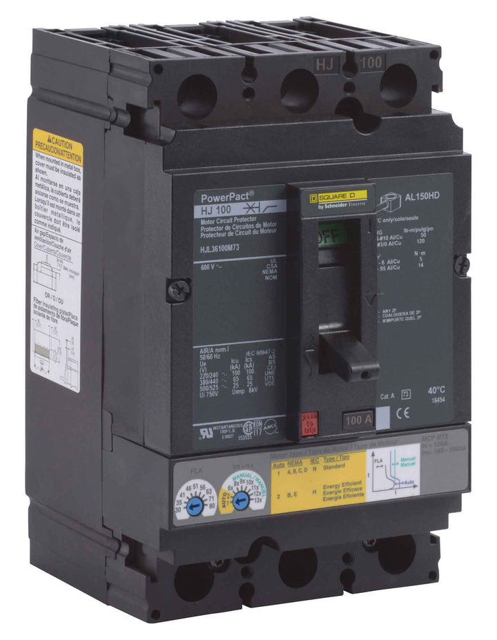 Square D HJL36100M73 - Molded Case Breaker, 100A 3P (65kA AIC)