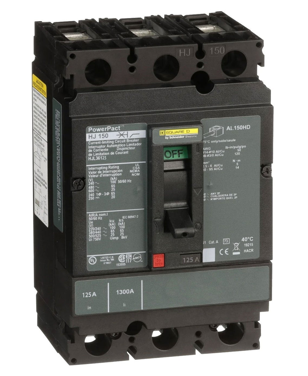 Square D HJL36125 - Molded Case Circuit Breaker, 125A 600V 3P