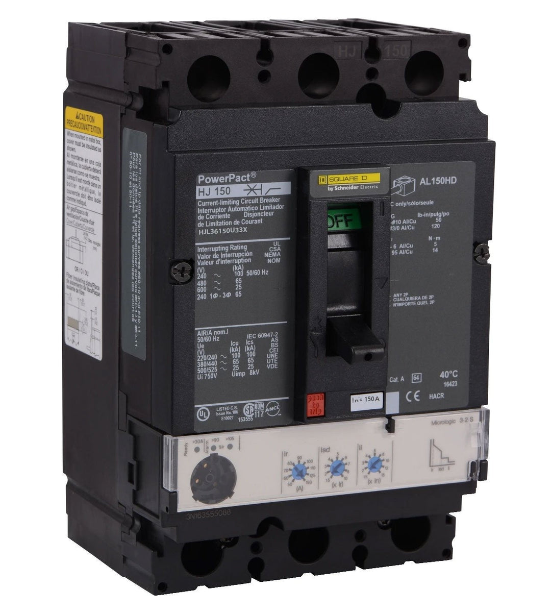 Square D HJL36150U33X - Molded Case Circuit Breaker 150A 600V 3P