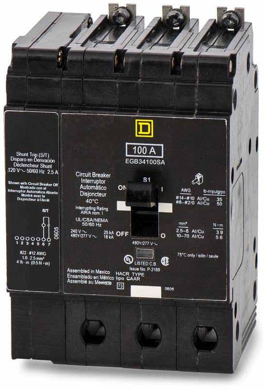 Square D EGB34100SA - Molded Case Circuit Breaker 100A 480V 3P