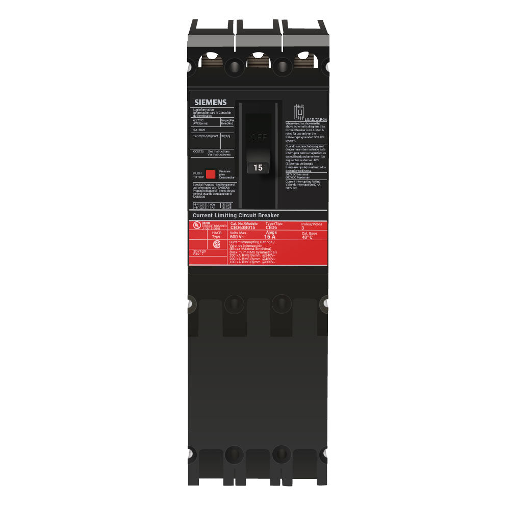 Siemens CED63B015 - Molded Case Circuit Breaker 15A 600V 3P