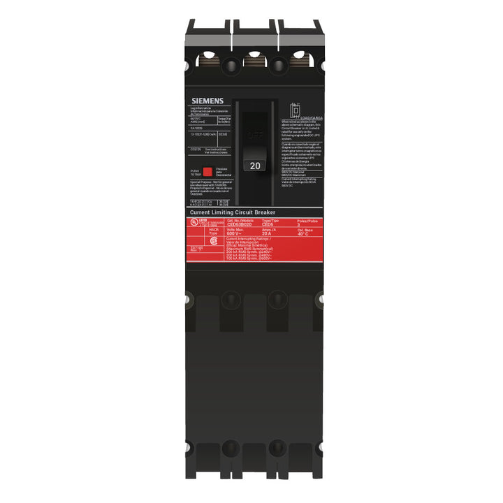 Siemens CED63B020 - Molded Case Circuit Breaker 20A 600V 3P