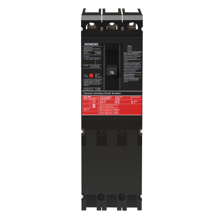 Siemens CED63B070 - Molded Case Circuit Breaker 70A 600V 3P