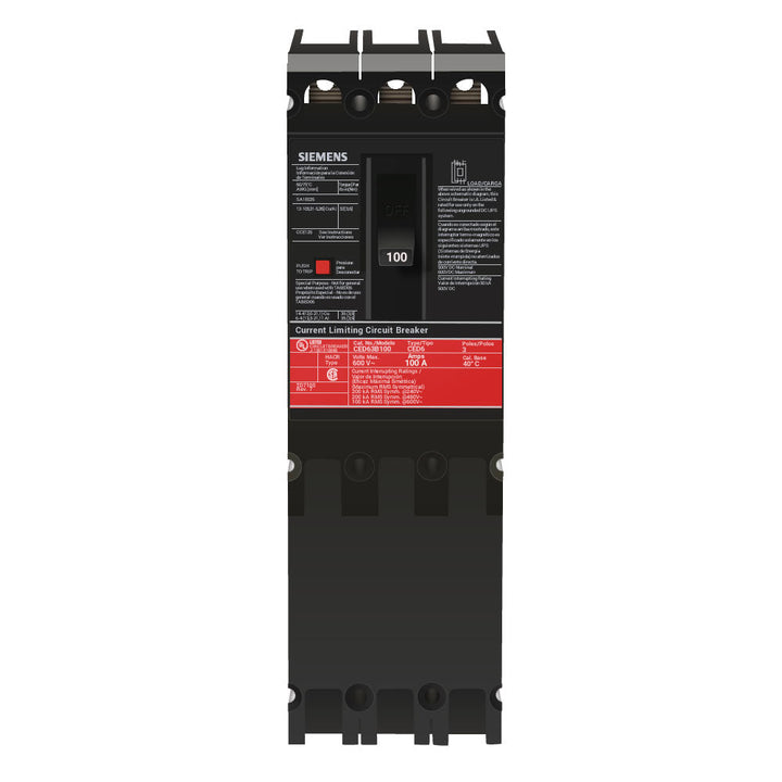 Siemens CED63B100 - Molded Case Circuit Breaker, 100A 3P