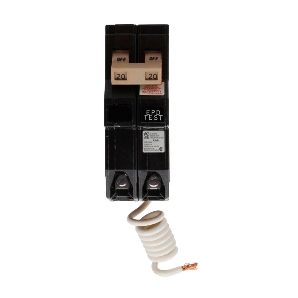 Cutler Hammer CH220EPD - 2-Pole 20A Circuit Breaker (10kA AIC)