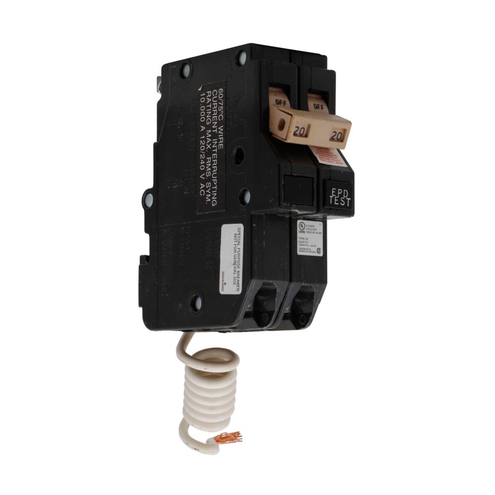 Cutler Hammer CH220EPD - 2-Pole 20A Circuit Breaker (10kA AIC)