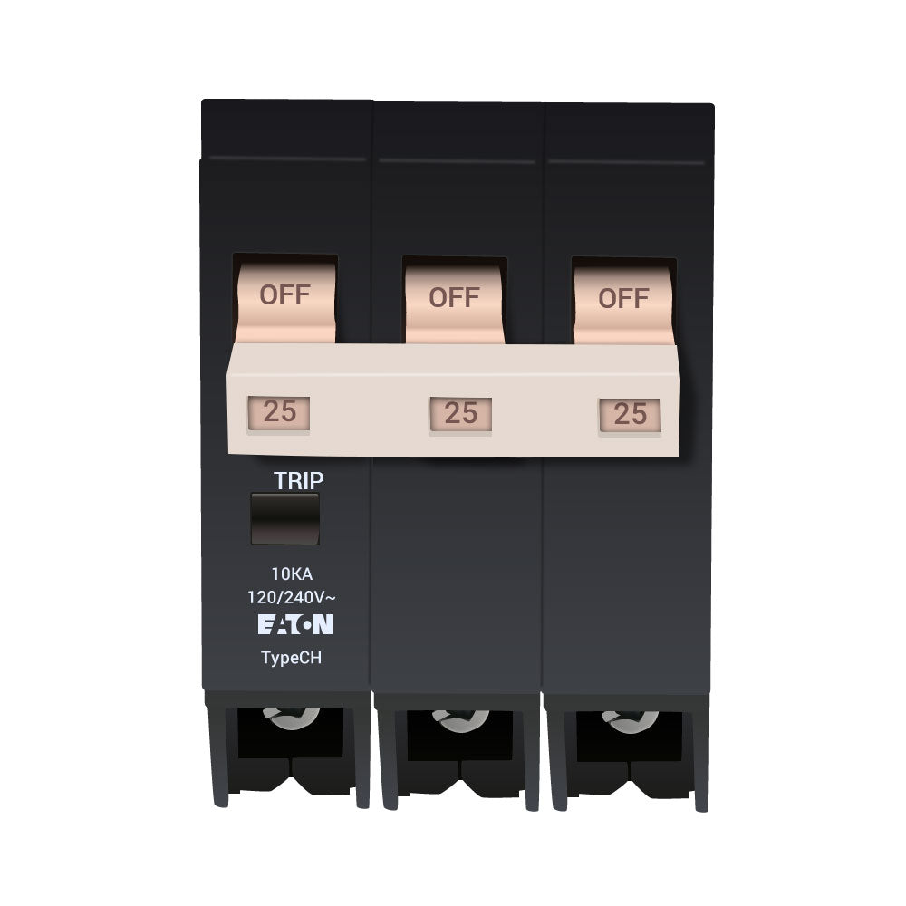 Cutler Hammer CH325 - 3-Pole Thermal Magnetic Breaker (25A, 240V)
