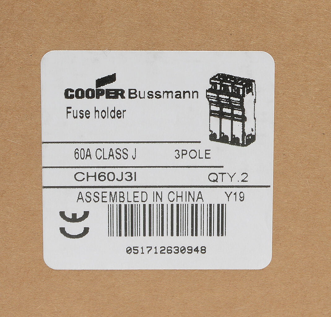Bussmannn CH60J3I - CH Series Fuse Holder 600V AC/DC (UL/CSA/CE Certified)