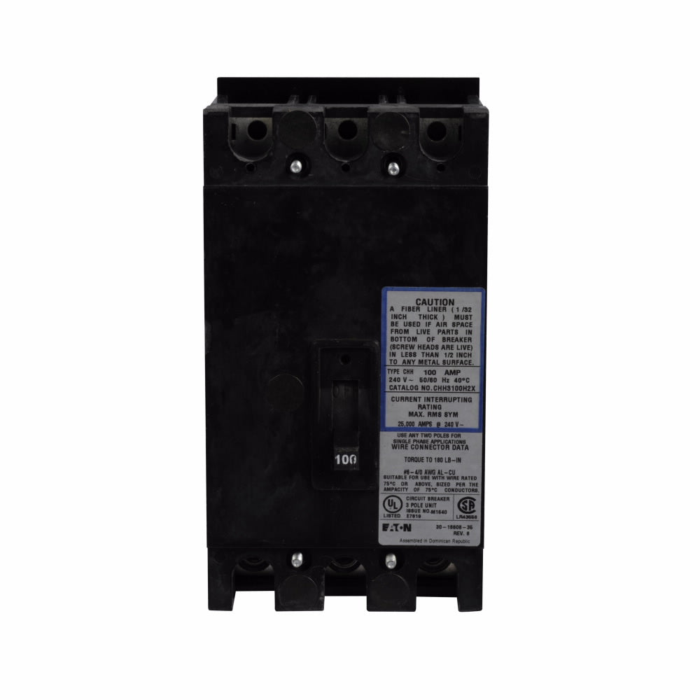 Cutler Hammer CHH3100H2X - Molded Case Circuit Breaker 100A 3P (25kA AIC)