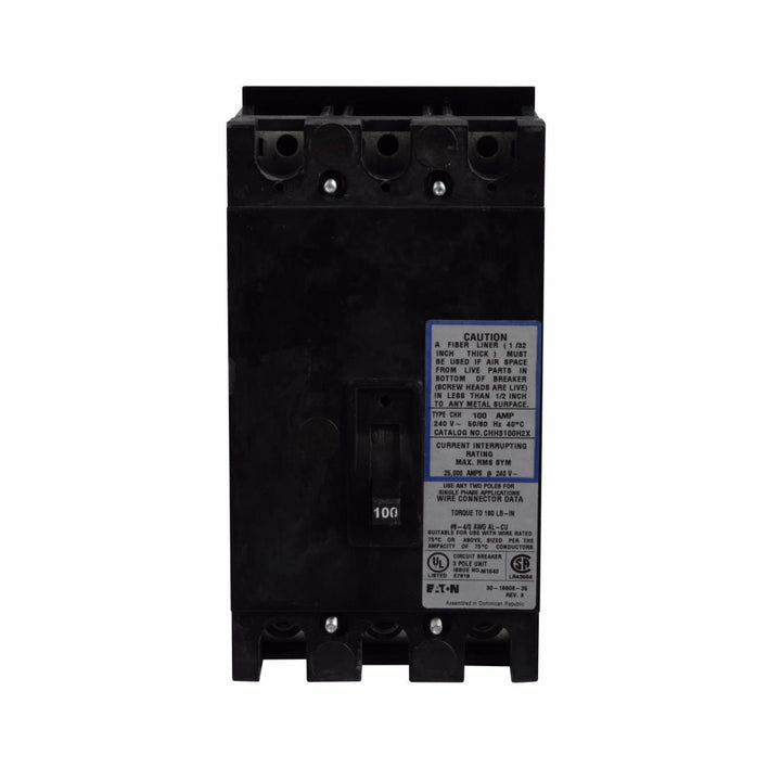 Cutler Hammer CHH3100H2X - Molded Case Circuit Breaker 100A 3P (25kA AIC)