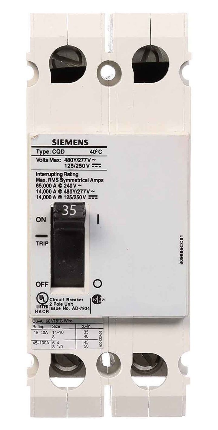 Siemens CQD235 - Molded Case Breaker 35A 480V 2-Pole