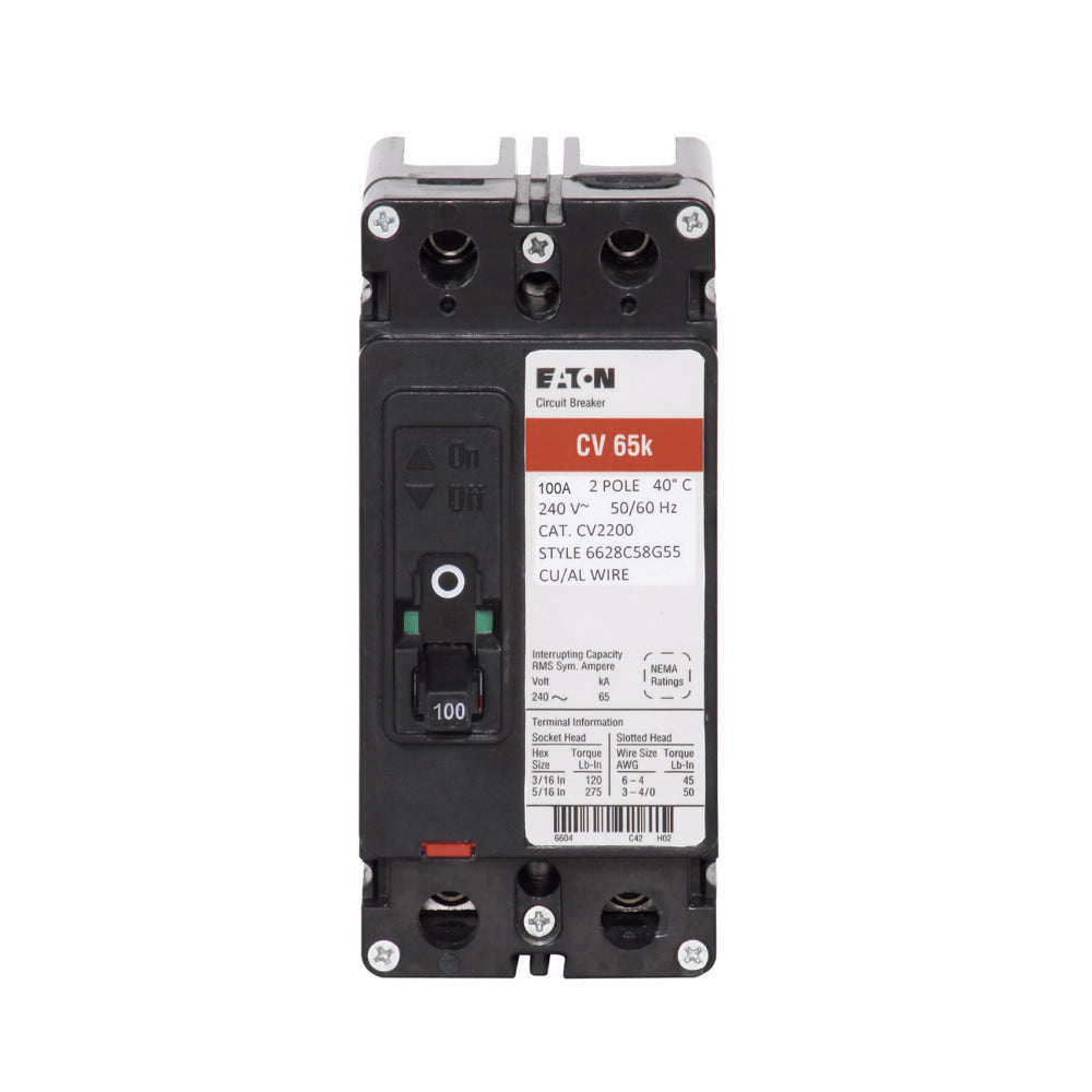 Cutler Hammer CV2100XMM - Molded Case Breaker 100A 2P (65kA AIC)