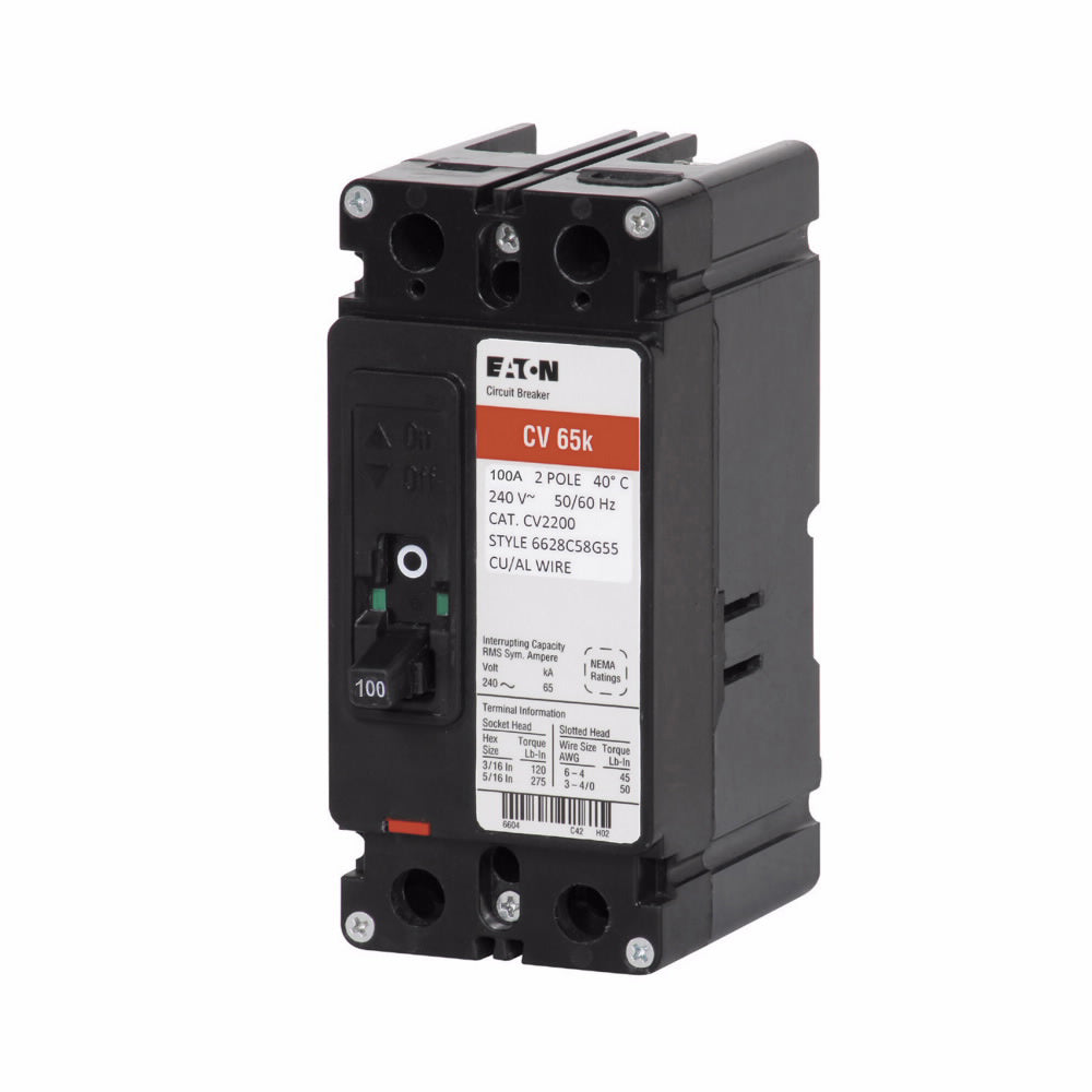Cutler Hammer CV2100XMM - Molded Case Breaker 100A 2P (65kA AIC)