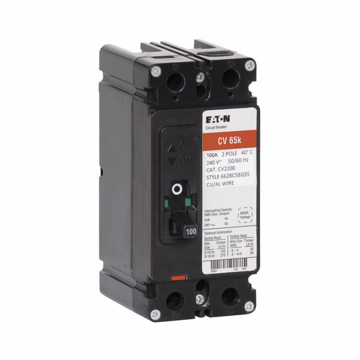 Cutler Hammer CV2100XMM - Molded Case Breaker 100A 2P (65kA AIC)