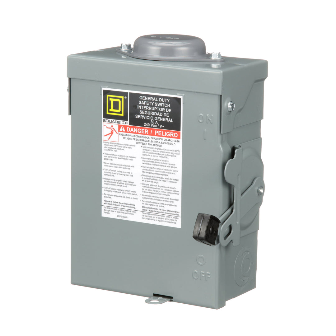 D221NRB Square D Series E Disconnect  240V ACV 30A Fusible Switch - Essential Electric Supply