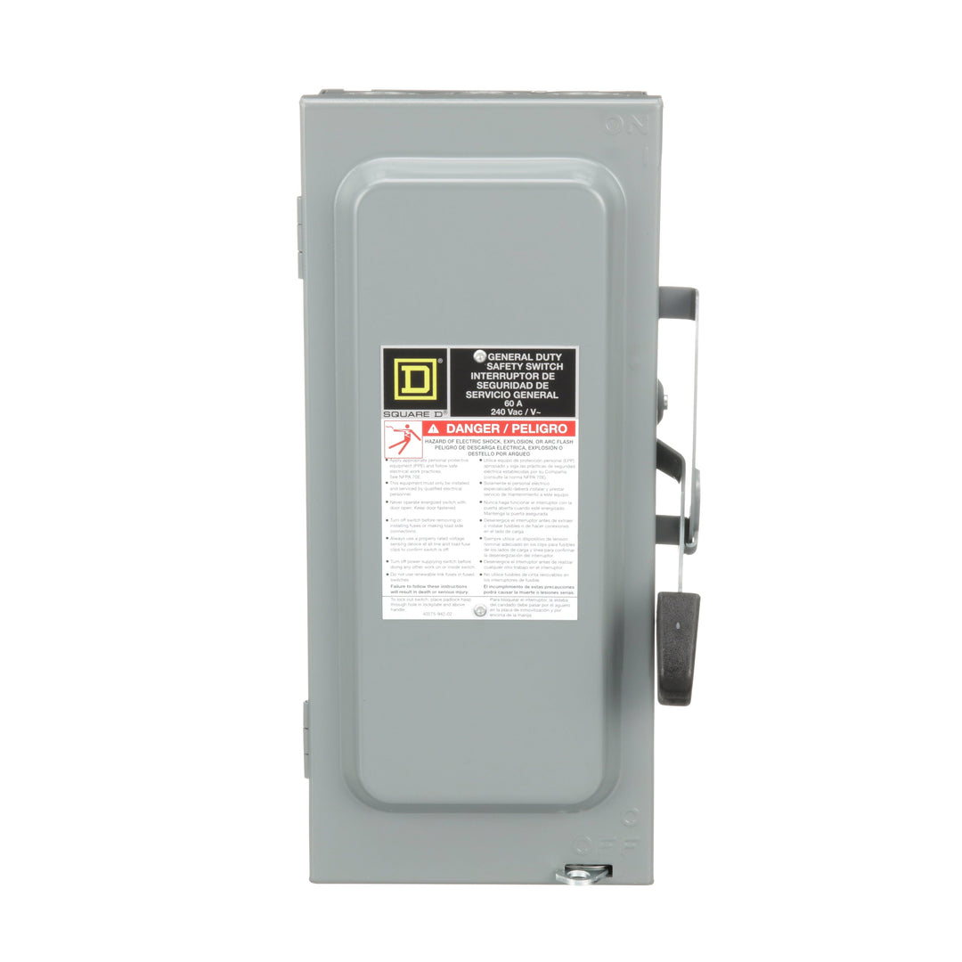 Square D D222N - Fusible Safety Disconnect Switch 60A 240V AC (100kA AIC @240V)