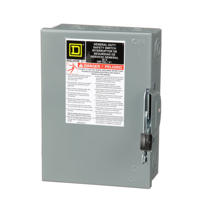 Square D D321N - Fusible Disconnect Switch 30A @ 240V AC (100kA AIC Rating)