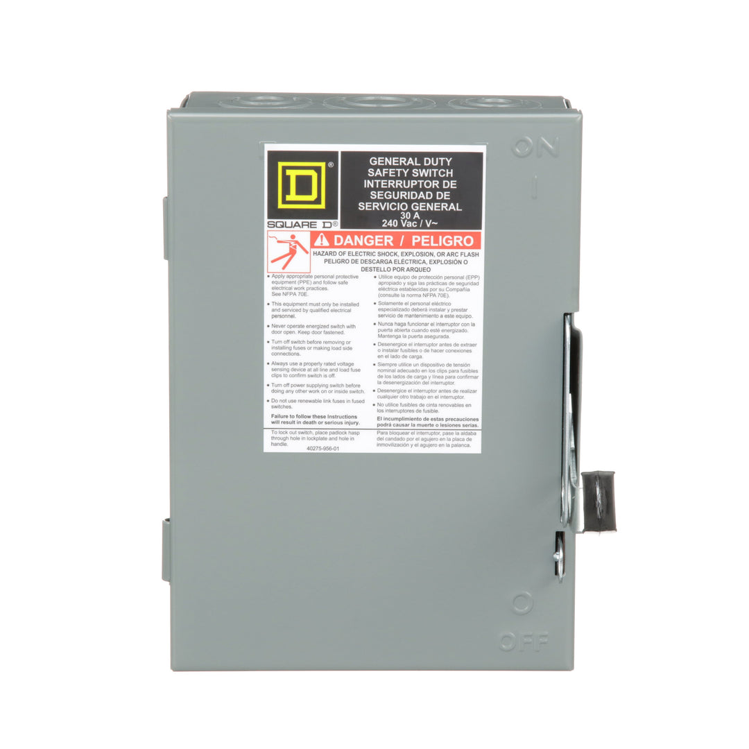 Square D D321N - Fusible Disconnect Switch 30A @ 240V AC (100kA AIC Rating)