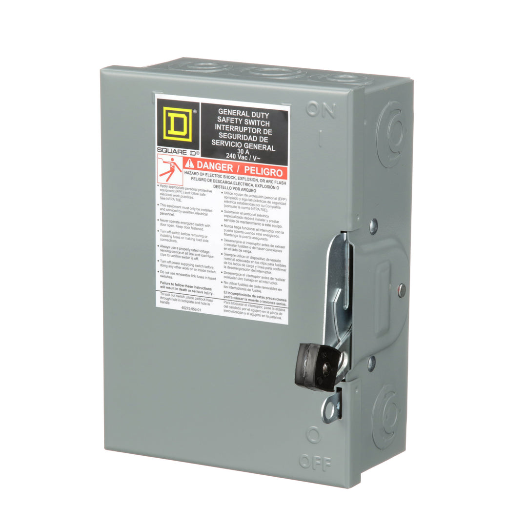 Square D D321N - Fusible Disconnect Switch 30A @ 240V AC (100kA AIC Rating)