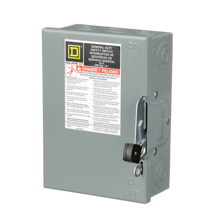 Square D D321N - Fusible Disconnect Switch 30A @ 240V AC (100kA AIC Rating)