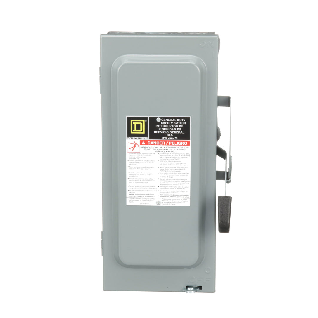 Square D D322N - Fusible Disconnect Switch 60A@240V (100kA AIC, 3-Pole)