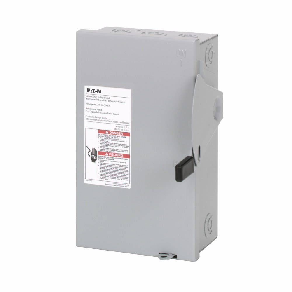 Eaton DG221NGBLORED - Industrial Disconnect Switch 600V/60A (NEMA 1 Steel Enclosure)