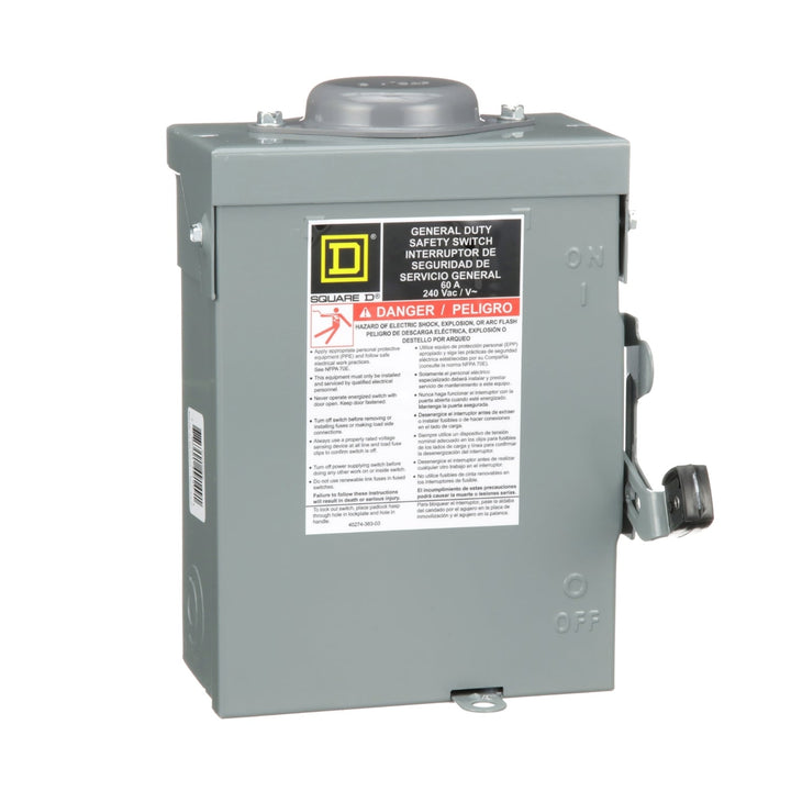 Square D DU222RB - Non-Fusible Disconnect 60A 240V (NEMA 3R)