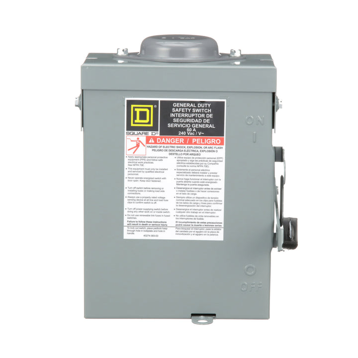Square D DU222RB - Non-Fusible Disconnect Switch 60A 240V AC (100kA AIC)