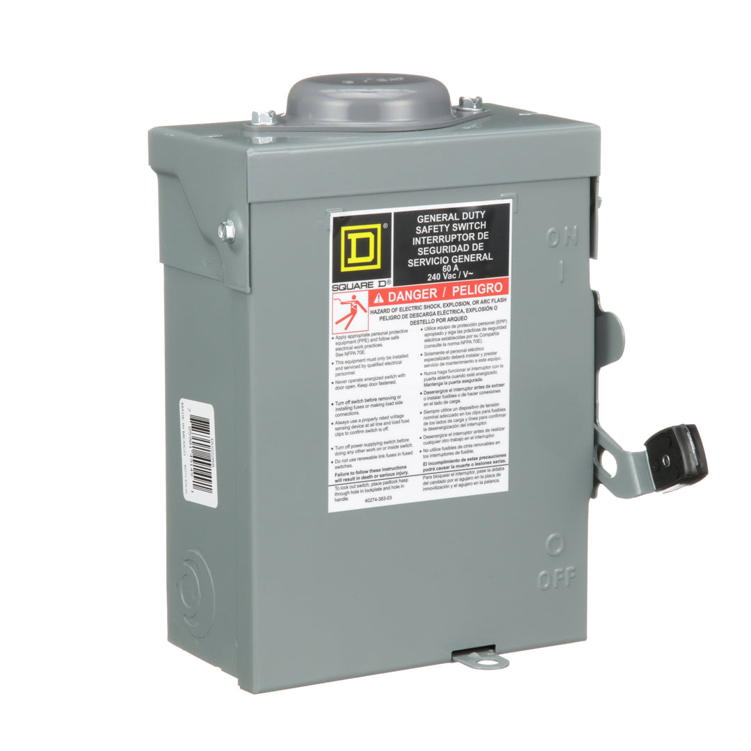 Square D DU222RB - Non-Fusible Disconnect Switch 60A 240V AC (100kA AIC)
