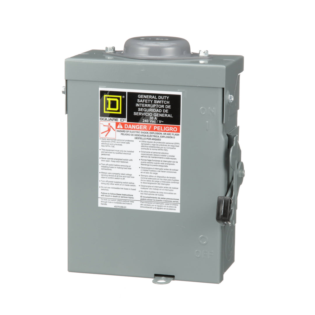 Square D DU321RB - Non-Fusible Disconnect Switch 30A 240V AC (3-Pole, 100kA AIC)