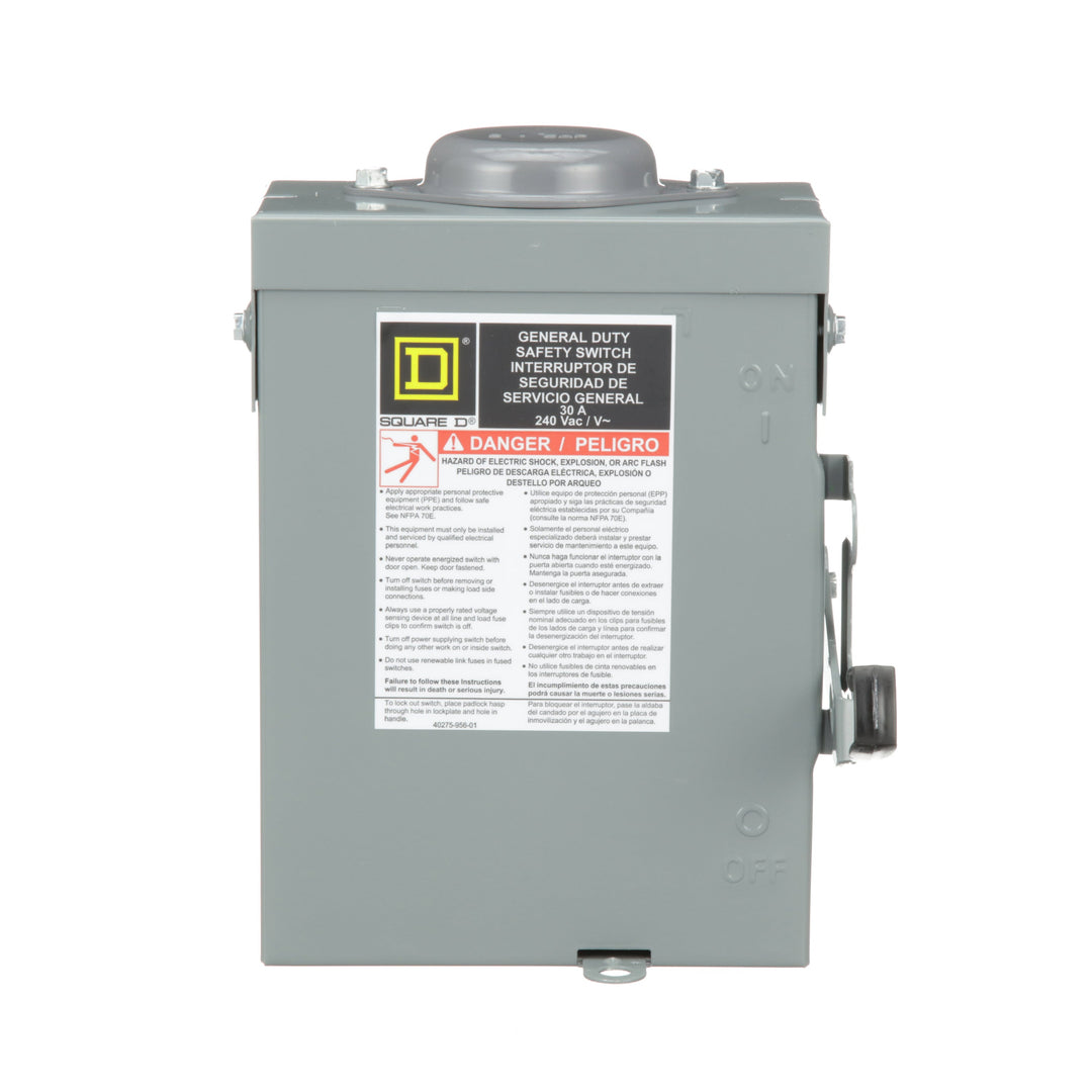 Square D DU321RB - Non-Fusible Disconnect Switch 30A 240V AC (3-Pole, 100kA AIC)
