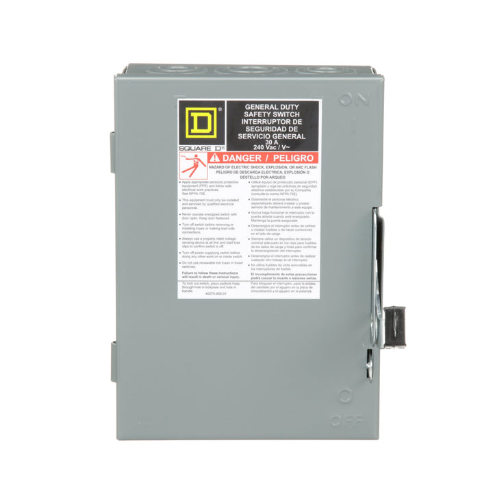 Square D DU321 - Non-Fusible Disconnect Switch 30A@240V (3-Pole, 100kA AIC)