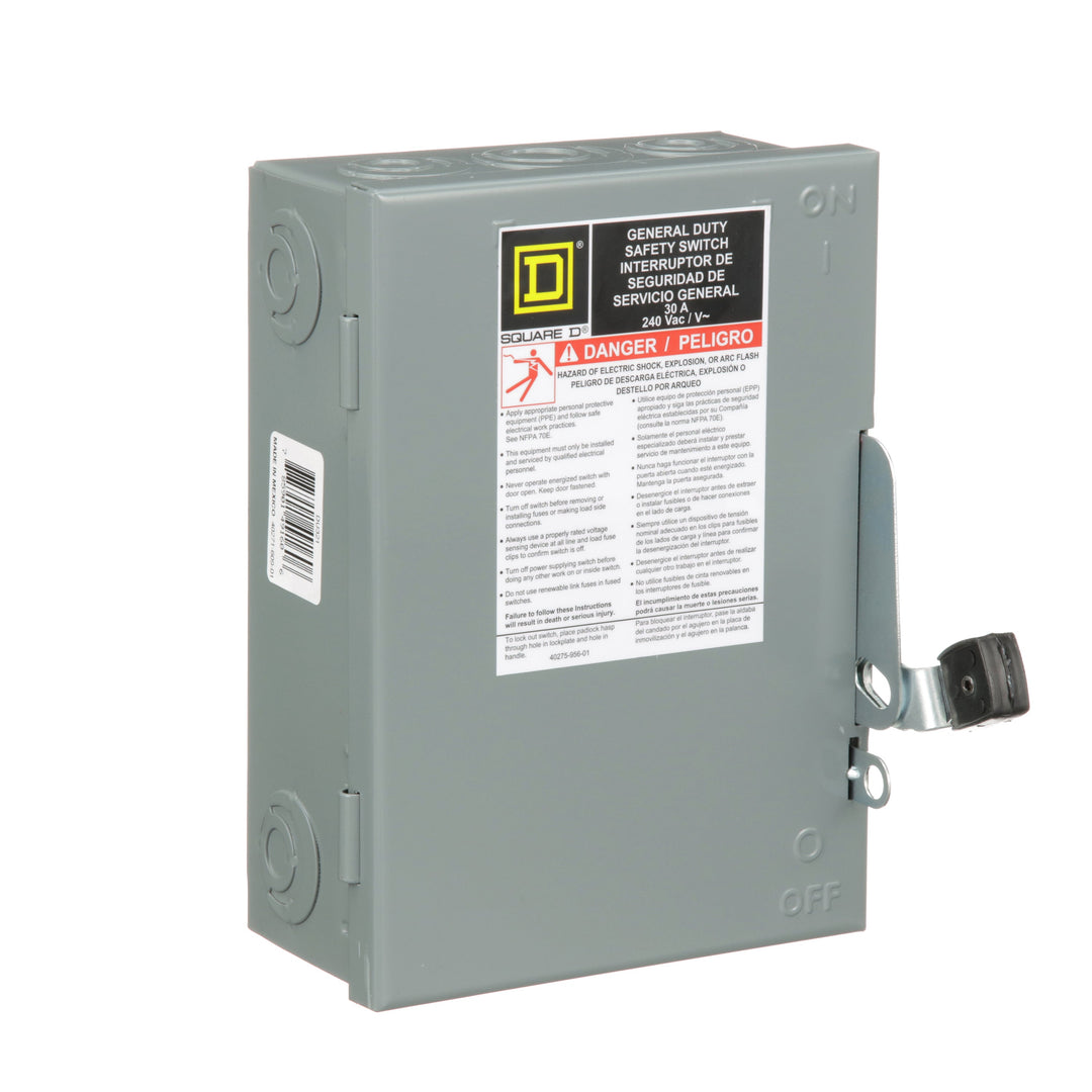 Square D DU321 - Non-Fusible Disconnect Switch 30A@240V (3-Pole, 100kA AIC)