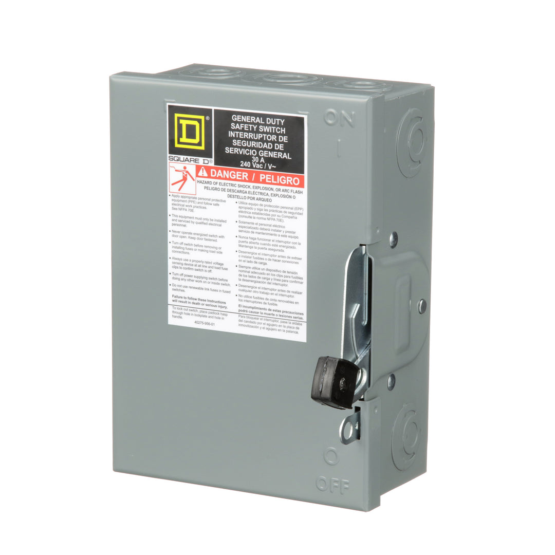 Square D DU321 - Non-Fusible Disconnect Switch 30A@240V (3-Pole, 100kA AIC)
