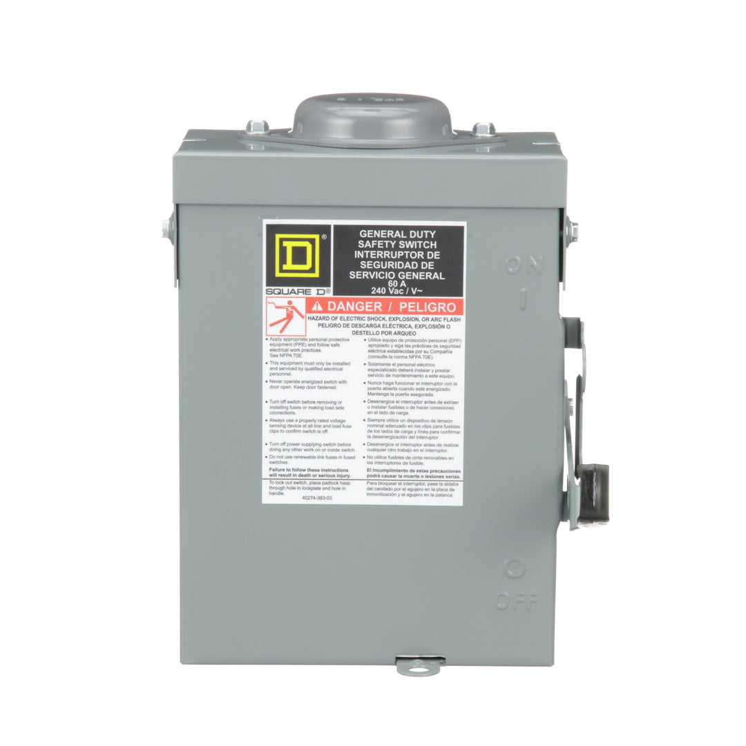DU322RB Square D Series E Disconnect  240V ACV 60A  Switch - Essential Electric Supply