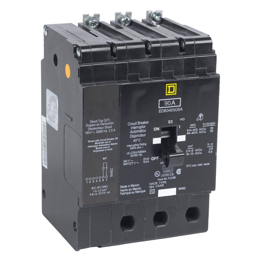 Square D EDB34090SA - 90A 3P Shunt Trip Circuit Breaker
