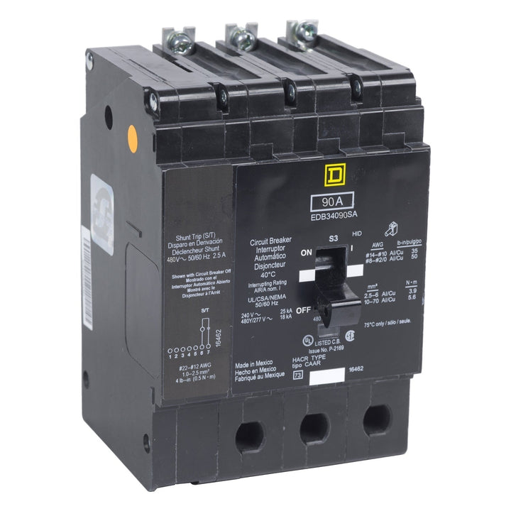 Square D EDB34090SA - 90A 3P Shunt Trip Circuit Breaker