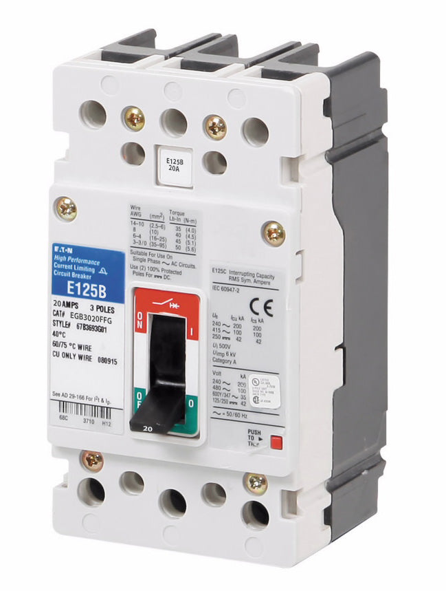 Cutler Hammer EGB3020FFG - Molded Case Circuit Breaker 20A 480V 3P