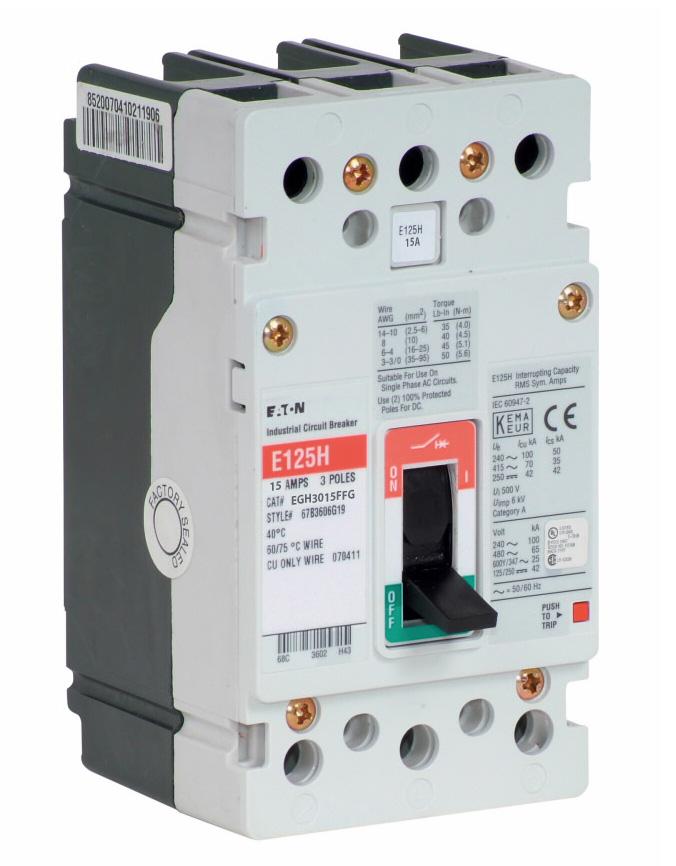 Cutler Hammer EGH3015FFG - 3-Pole Molded Case Breaker, 15A 600V