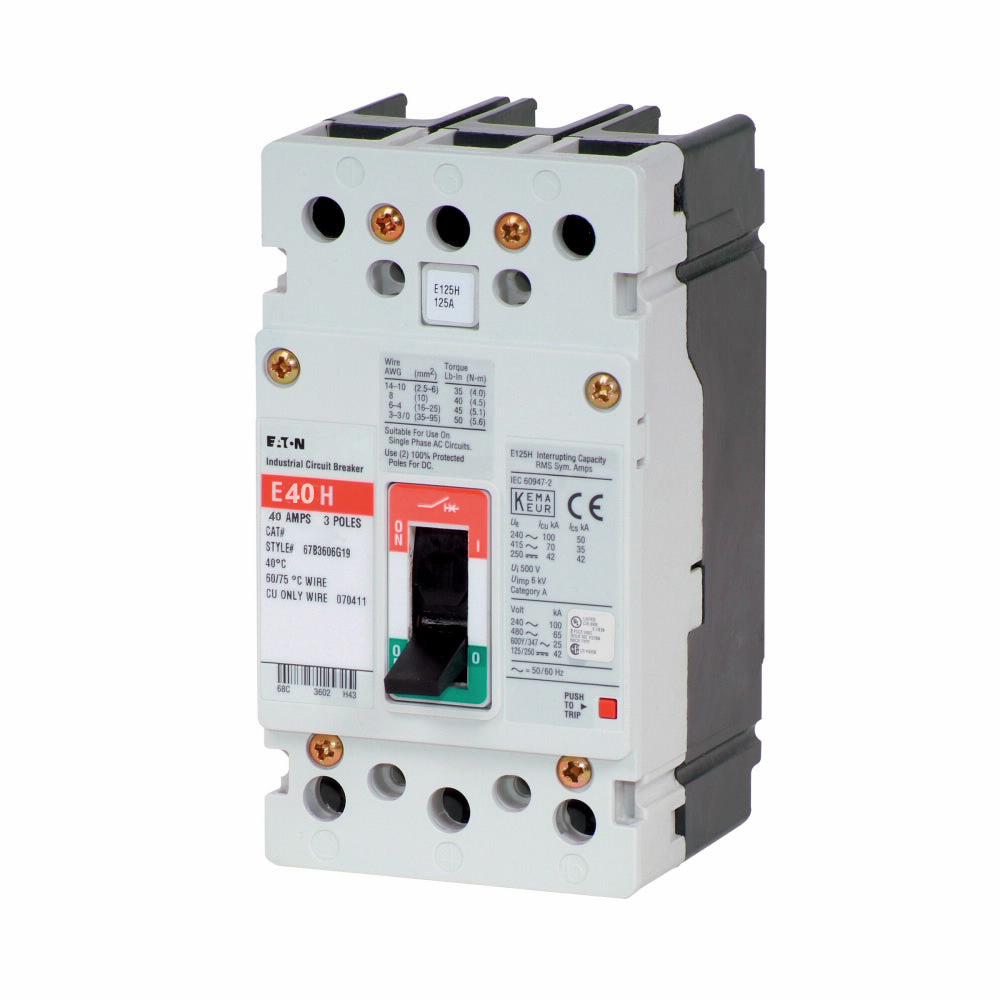 Cutler Hammer EGH3040FFB - Molded Case Circuit Breaker 40A 600V 3P