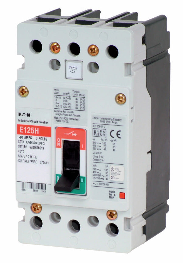 Eaton EGH3040FFG - Molded Case Circuit Breaker 40A 3P (65kA AIC)